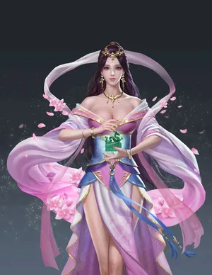 中国风古装3D古风美女丝带 玉玺_1