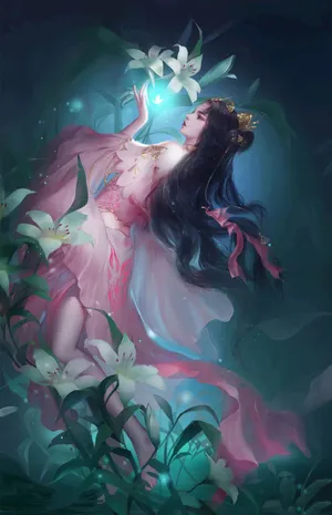 中国风古装3D古风美女 鲜花