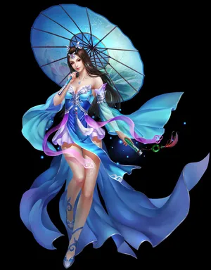 中国风古装3D古风美女 雨伞 完美身材 丰满性感