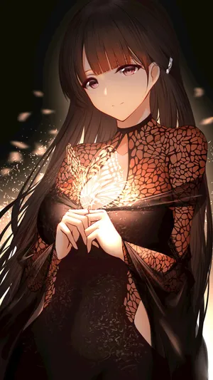 女子 黑色礼服裙子 动漫美女