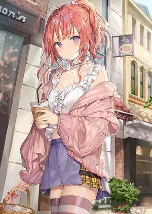 女孩迷你裙 出门 牛奶茶珍珠奶茶 手机动漫竖屏_1