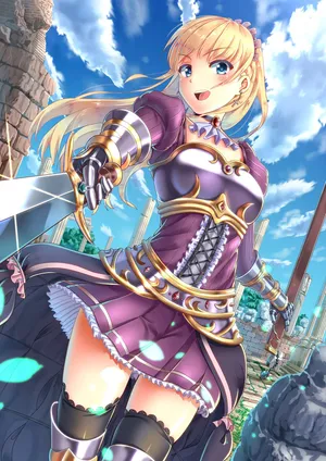 阳光少女孩  盔甲  剑短裙蓝天白云_1