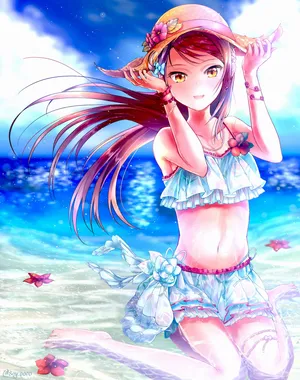 樱花仁子阳光少女孩沙滩遮阳帽贝壳