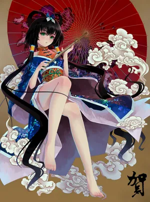 洛天依和服雨伞