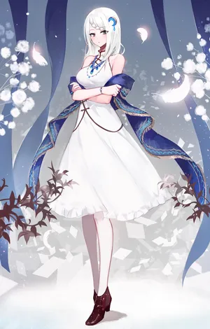 古风美少女 白发 白色裙子