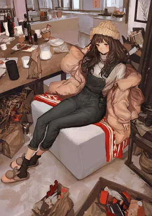动漫宅女牛仔裤帽子卷发大波浪