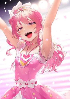 粉色连衣裙闪亮明星动漫少女