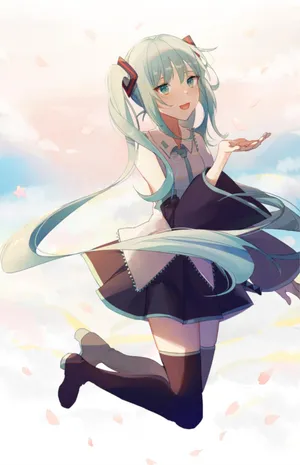 春 初音未来 花瓣 云