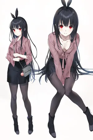 兔耳朵 红眼睛 黑色丝袜动漫女生
