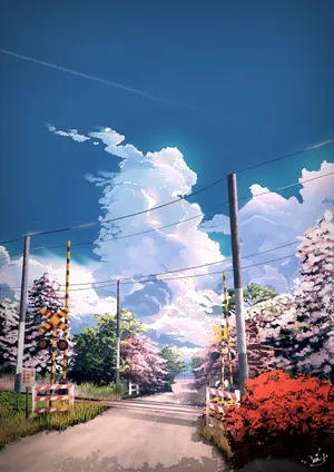动漫二次元风景火车匝道