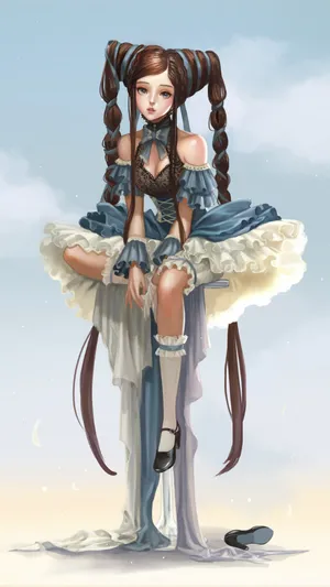 奇特发型大辫子的动漫少女