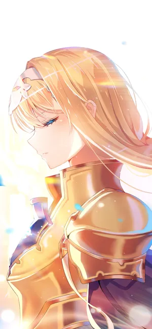 黄金盔甲动漫女战士高清插画