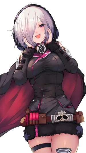 黑色紧身套装,披着黑色披风的动漫少女_1
