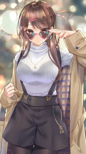 穿大风衣，戴墨镜的动漫女孩第1张