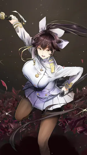 拔刀杀，动漫豪乳少女飘逸潇洒拔刀姿势