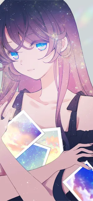 抱着星空相片的动漫少女_1