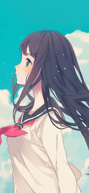 穿校服的长发动漫学生妹子高清