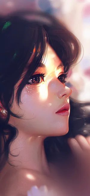 长卷发高鼻梁的动漫美女侧脸