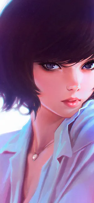 短黑发穿衬衣的动漫少女图片_1