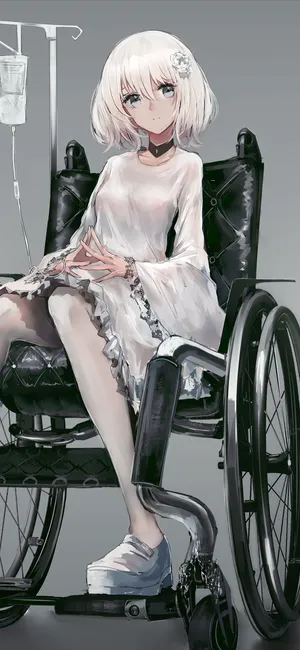轮椅上打吊瓶的动漫女生