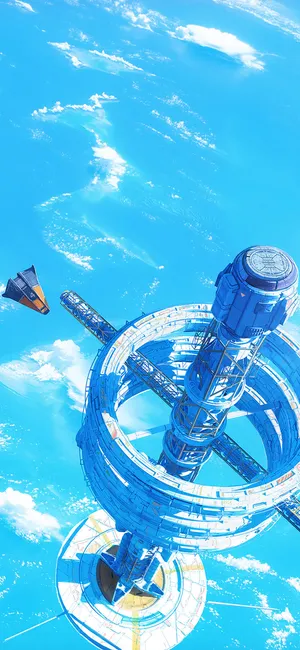 奇幻的太空空间站创意动漫插画