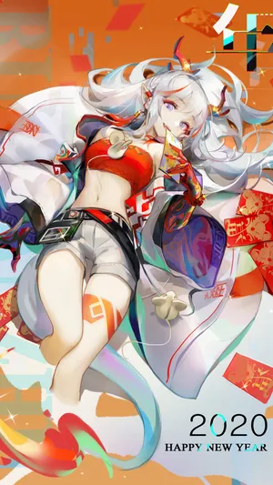 2020新年壁纸，躺在地上的动漫中国风女生