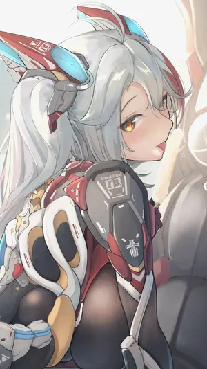 性感吃冰棒的未来科技性感女战士