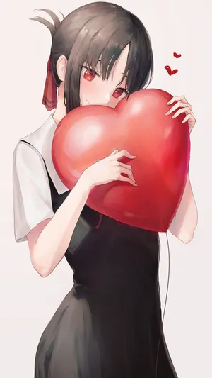 手抱爱心的动漫女孩_1