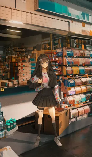 图书馆里的动漫学生妹子