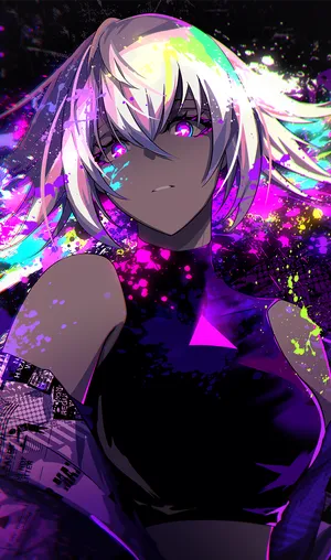 炫彩有创意的泼墨风动漫美女_1