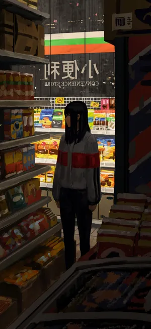 便利店里挑零食的少女