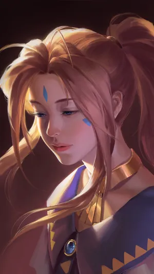 长发马尾辫手绘女生高清近照