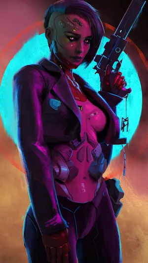 拿大左轮手枪的未来人工智能机器人插画_1