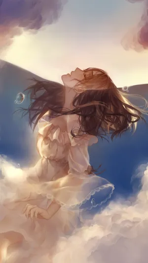 唯美的穿着百褶裙的动漫美女