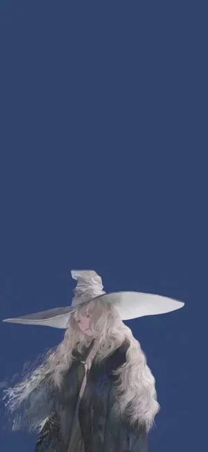 戴着巫师帽有着长长的白发的动漫女生_1