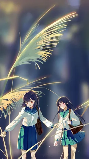 制服短裙学生妹子放学回家路过茅草地