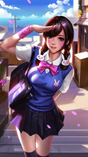 二次元双麻花辫学生制服动漫美少女街拍