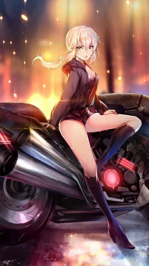 帅气的机车动漫美少女