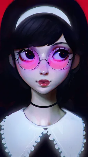 戴眼镜的动漫女孩可爱俏皮