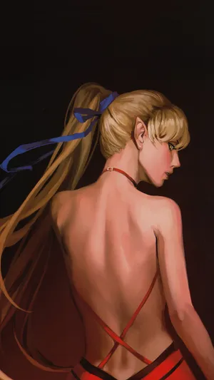 裸背的性感长发动漫美少女