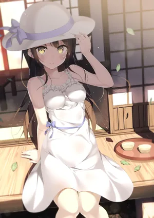 白连衣裙可爱女生二次元动漫4k