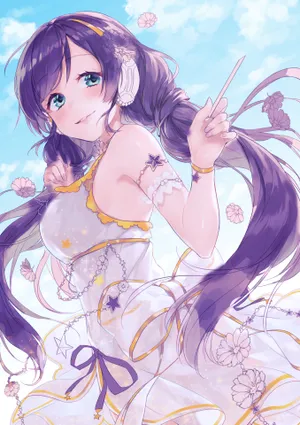 LoveLive! 紫色头发美少女美丽裙子4k 竖屏动漫