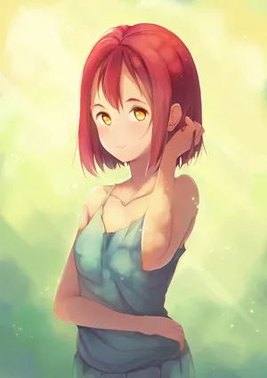 红色头发可爱少女高清3k