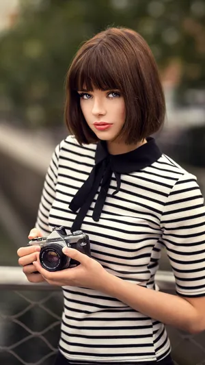 文艺可爱的短发外国美女写真_1