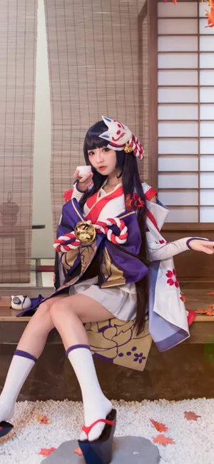 美女COSPLAY狐狸面具日系阴阳师人物