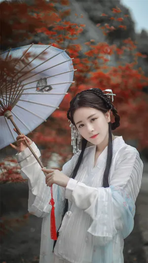 打着油纸伞的古风美女图片