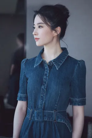 小清新牛仔连衣裙刘亦菲