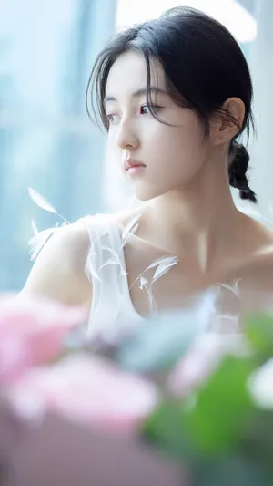 张子枫 侧颜 麻花辫写真第1张
