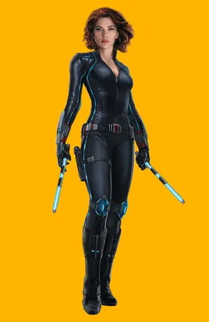 漫威漫画黑寡妇（Black Widow）斯嘉丽·约翰逊超级英雄纯黄色背