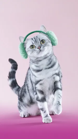 在听音乐的小猫